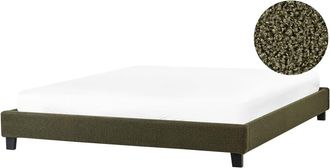 Beliani Cama matrimonial de tejido verde 180x200