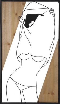 Mauro Ferretti Panel De Pared Strip -b- Hierro Y Madera Cm 50x2x90