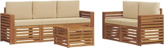 vidaXL Conjunto De Sof&aacute;s De Exterior 6 Uds. Natural Y Beige Vidaxl