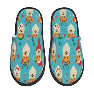 Generic House Slippers Christmas Corgis Lightweight Hotel Slippers Reusable House Shoes For Travel Hotel Men L