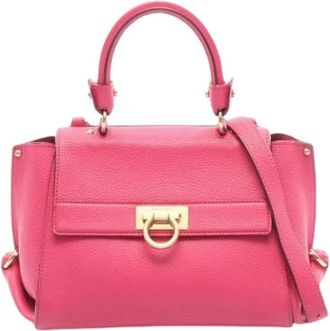 Ferragamo Pre-owned Handbags, female, Pink, Size: ONE SIZE Pre-owned Small Leather Handbag