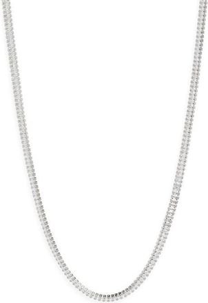 Nordstrom Baguette Cubic Zirconia Tennis Necklace in Clear- Silver at Nordstrom