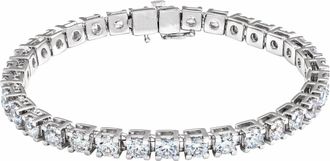 Diamond2Deal 14k White Gold 10 CTW Lab-Grown Diamond Line Bracelet 7.25