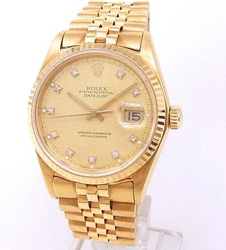 Rolex Pre-owned Rolex Datejust Automatic Chronometer Diamond Champagne Dial Mens Watch 16018 CDJ