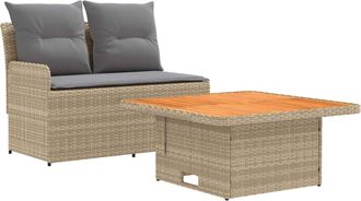 vidaXL Sof&aacute; De Jard&iacute;n Con Reposabrazos Y Mesa Elevable 2 Pieza Vidaxl