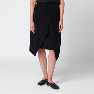 Christophe Lemaire Gonna midi nera in misto lana merino