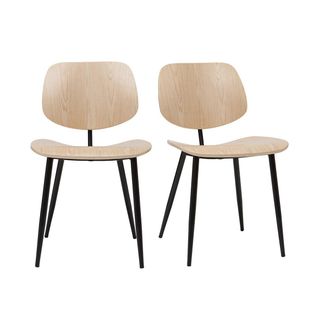 Miliboo Miliboo - Sillas En Madera Clara Y Metal Negro (lote De 2) Tobias