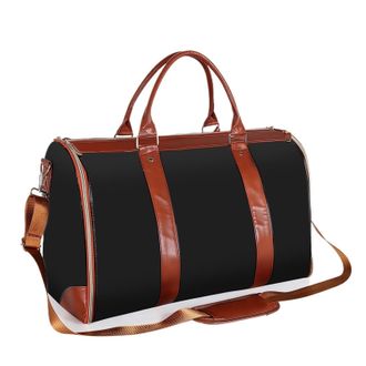 Generic Compatible For Foldable Travel Suit Bag Leather Men Women Handheld Large Capacity Duffel Convenient Womens Business(Black)