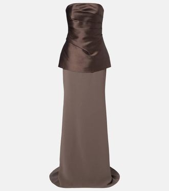Solace London Alia strapless satin and cr&ecirc;pe gown