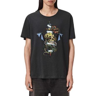 AllSaints Sabre Cotton Graphic T-Shirt in Washed Black at Nordstrom, Size Xx-Large