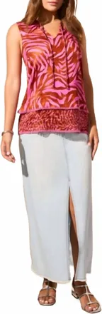 Tribal Sleeveless Notch Neck Blouse In Orchid Sky