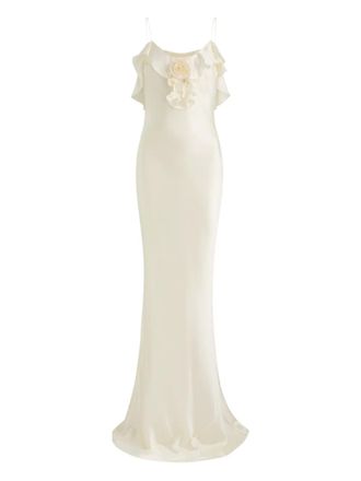 De La Vali Esperanza ruffled gown - Neutrals