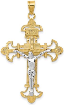 Diamond2Deal 14k Two-tone Gold INRI Crucifix Pendant