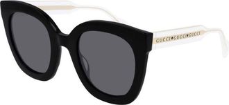 Gucci GG0564S Square Full Rim Cat-Eye Sunglasses - Black