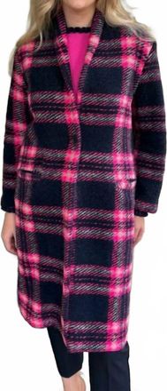 Vilagallo Long Structured Coat In Pink/navy
