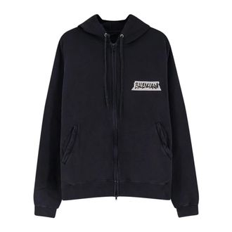 Balenciaga Zip-throughs, male, Black, Size: L Standard Oversized Zip-up Hoodie