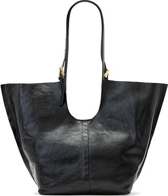 AllSaints Ara Shine East/West Tote Womens Handbags Black, Leather