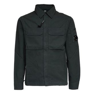 C.P. Company Light Jackets, male, Gray, Size: M Gabardine Overshirt