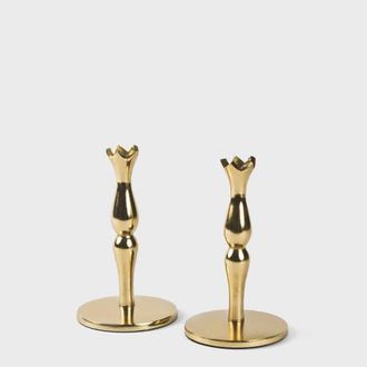 Mela Artisans Holiday Accents Brass Candlesticks Set in Gold - 6 at Nordstrom, Size Small