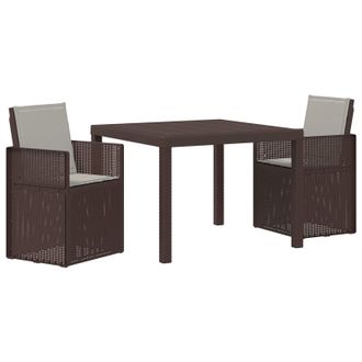 vidaXL Conjunto De Comedor De Jard&iacute;n 3 Pcs Marr&oacute;n Y Gris Claro Pp Vidaxl