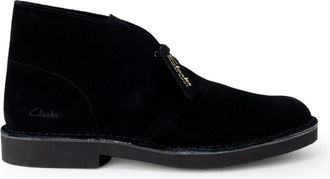 Clarks Zwarte leren veterlaarsjes met veters - Heren - Veterlaarzen - Zwart - 46 EU - Leer - Schoenen