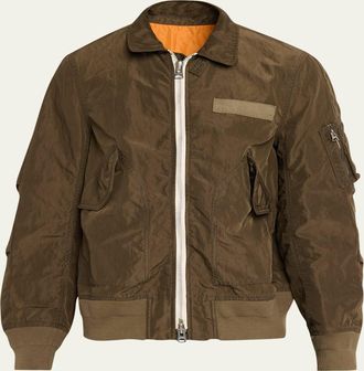 sacai Mens Crinkle Nylon Bomber Jacket