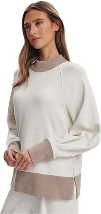 Varley Loxley Raglan Boyfriend Sweat Womens Sweatshirt Ivory Marl/Taupe Marl : XXS, Elastane/Jersey/Polyester