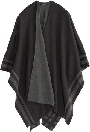 Lauren Ralph Lauren Stripe Border Ruana in Black/charcoal at Nordstrom