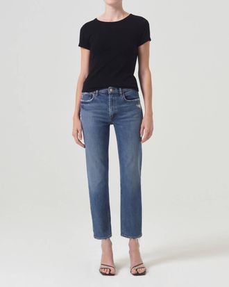 A Gold E Womens Kye Mid Rise Straight Crop Jeans In Notion