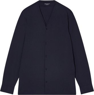 Emporio Armani Shirt met blinde sluiting - Heren - Casual Overhemden - Blauw - L - Overhemden