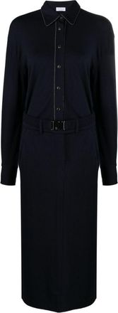 Brunello Cucinelli Monili chain-embellished shirt dress - women - Elastane/Virgin Wool - S - Blue