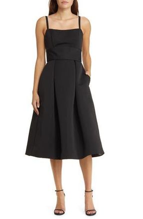 Amsale Faille Cocktail Midi Dress in Black at Nordstrom Rack, Size 16