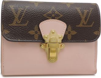 Louis Vuitton Brown Monogram Pink Rose Ballerine Patent Leather Monogram Wallet (Tri-Fold) (Pre-Owned)