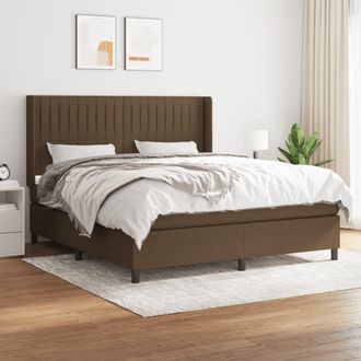 vidaXL Vidaxl - Cama Box Spring Con Colch&oacute;n Tela Marr&oacute;n Oscuro 160x200 Cm