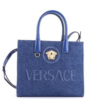 Versace La Medusa Tote Embossed Denim Small