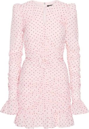 Rotate Rotate Birger Christensen, Kleedjes, Dames, Roze, S, Polyester, Mini Jurk met Plooitjes