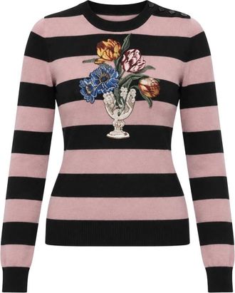 Dolce & Gabbana Fijngebreide Pullover met Ronde Hals van Wol - Dames - Cashmere truien - Veelkleurig - 2XS - Wol - Truien & Vesten