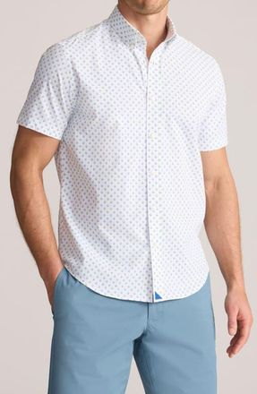 UNTUCKit Short Sleeve Performance Button-Up Shirt in Green Blue at Nordstrom, Size X-Large