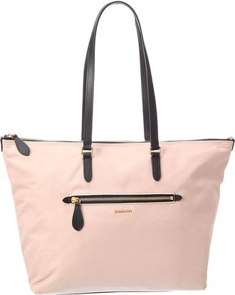 Burberry Zip Large Nylon & Leather Tote