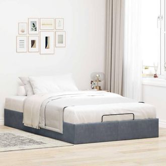 Berkfield Home Ottoman Bed Frame No Mattress Dark Grey Double Velvet