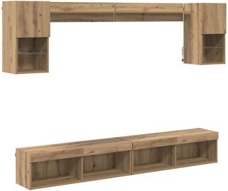 vidaXL Unidades De Tv De Pared Con Led Con Led 6 Pcs Roble Artesanal Vidaxl