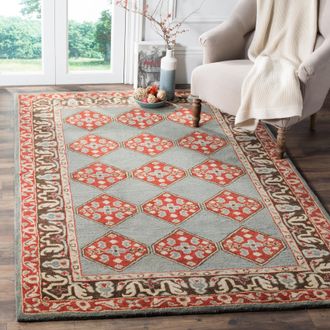Safavieh Heritage Hand Made Area Rug, Blue / Charcoal Traditional Style Non-Shedding