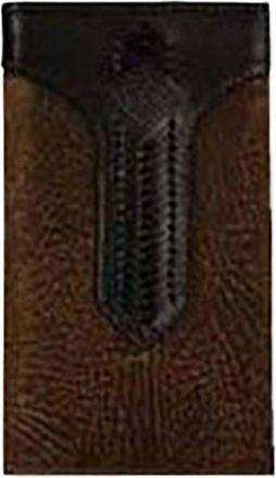 Justin Mens Leather Drop Wallet In Distressed Brown