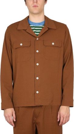 Howlin Textured Button-Up Shirt - Heren - Casual Overhemden - Bruin - XL - Overhemden
