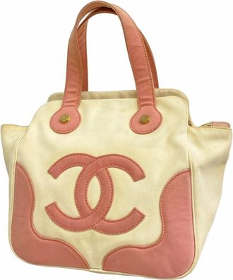 Chanel Ivory Pink Canvas Tote Bag (Pre-Owned)