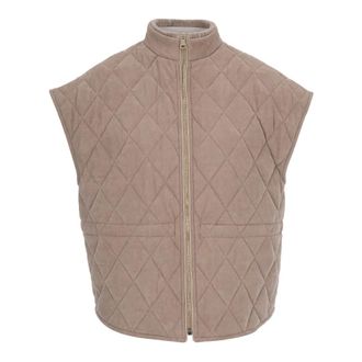 Fabiana Filippi Gilets - Dames - Bodywarmers - Beige - 2XS - Su&egrave;de - Jassen