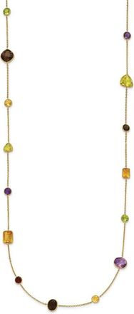Diamond2Deal 14k Yellow Gold Polished Multi-color Gemstone Pendant Necklace 34