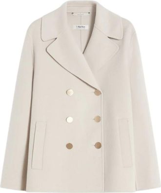 Max Mara Wool Broadcloth Jacket - Dames - Blazers - Beige - M - Wol - Jassen