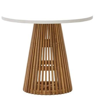 K Home Outdoor Design Esstisch Alcaufaro Teakholz/Zement Weiss, &oslash; 90 cm