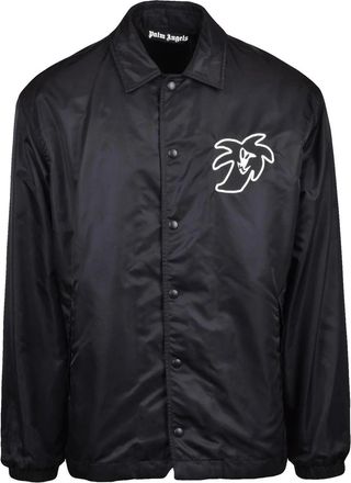 Palm Angels Black Lightweight Snap Closure Nylon Outerwear Jacket